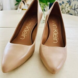 Calvin Klein Tan Pointed-Toe Heels